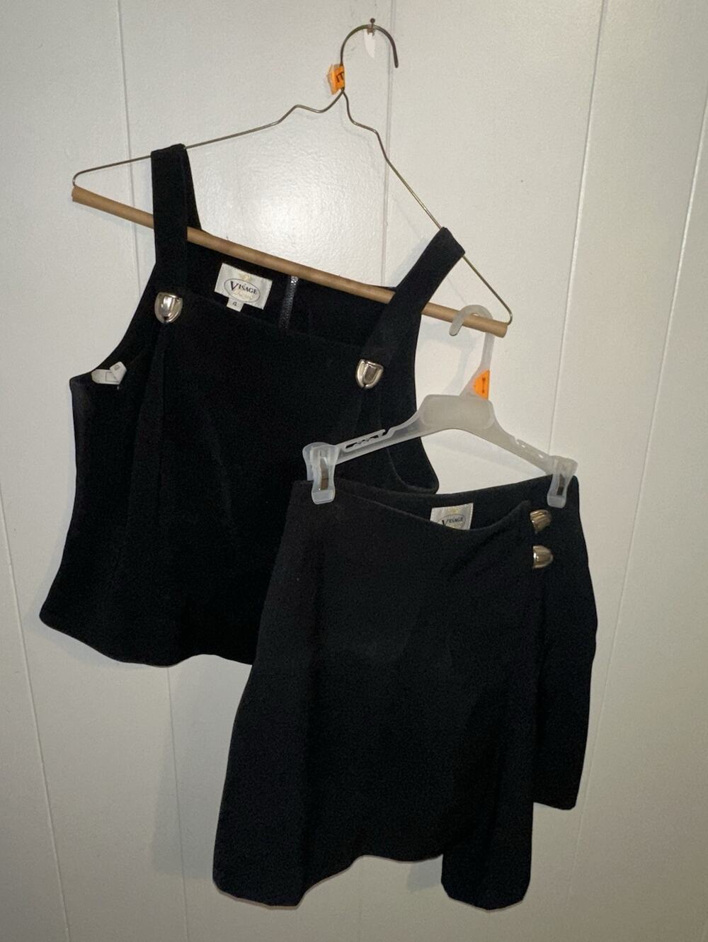 Visage Black 2-Piece Knit Outfit Set Sleeveless Square Neck Top Skirt Zip 4